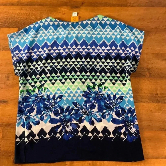 Ruby‎ Rd Sleeve Blue Beaded Neckline Crewneck Pullover Top Shirt Sz. 14 - Picture 2 of 5